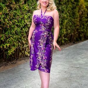 Pinup Couture Purple Sea Tiki Dress Halter NWT 3x
